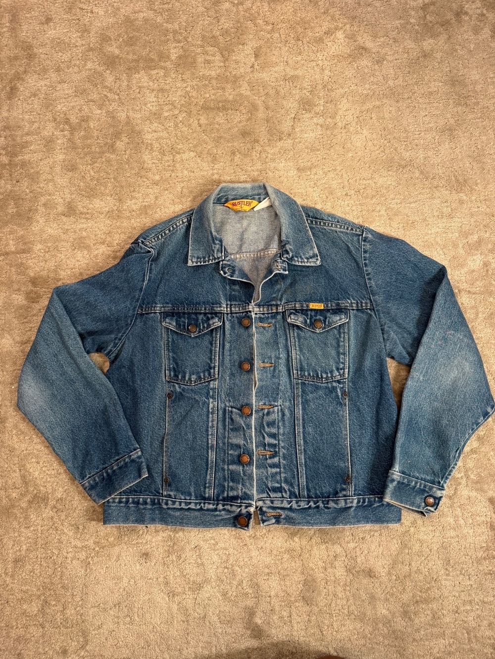 Rustler Vintage Denim Jacket Size Large Made in USA